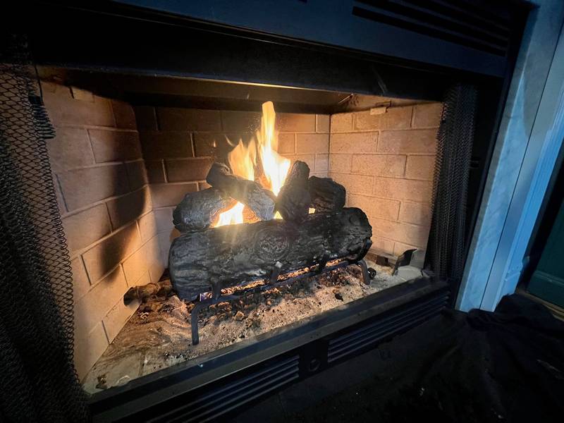Gas fireplace that needs annual sweeping and maintenance