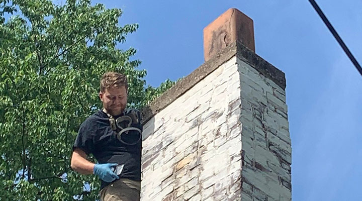 Chimney inspection in progress